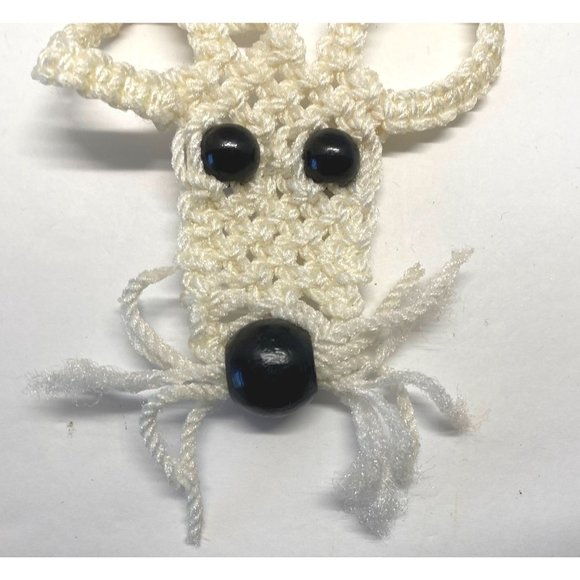 Vintage Macramae Reindeer Christmas Tree Ornament 4" - Picture 4 of 5